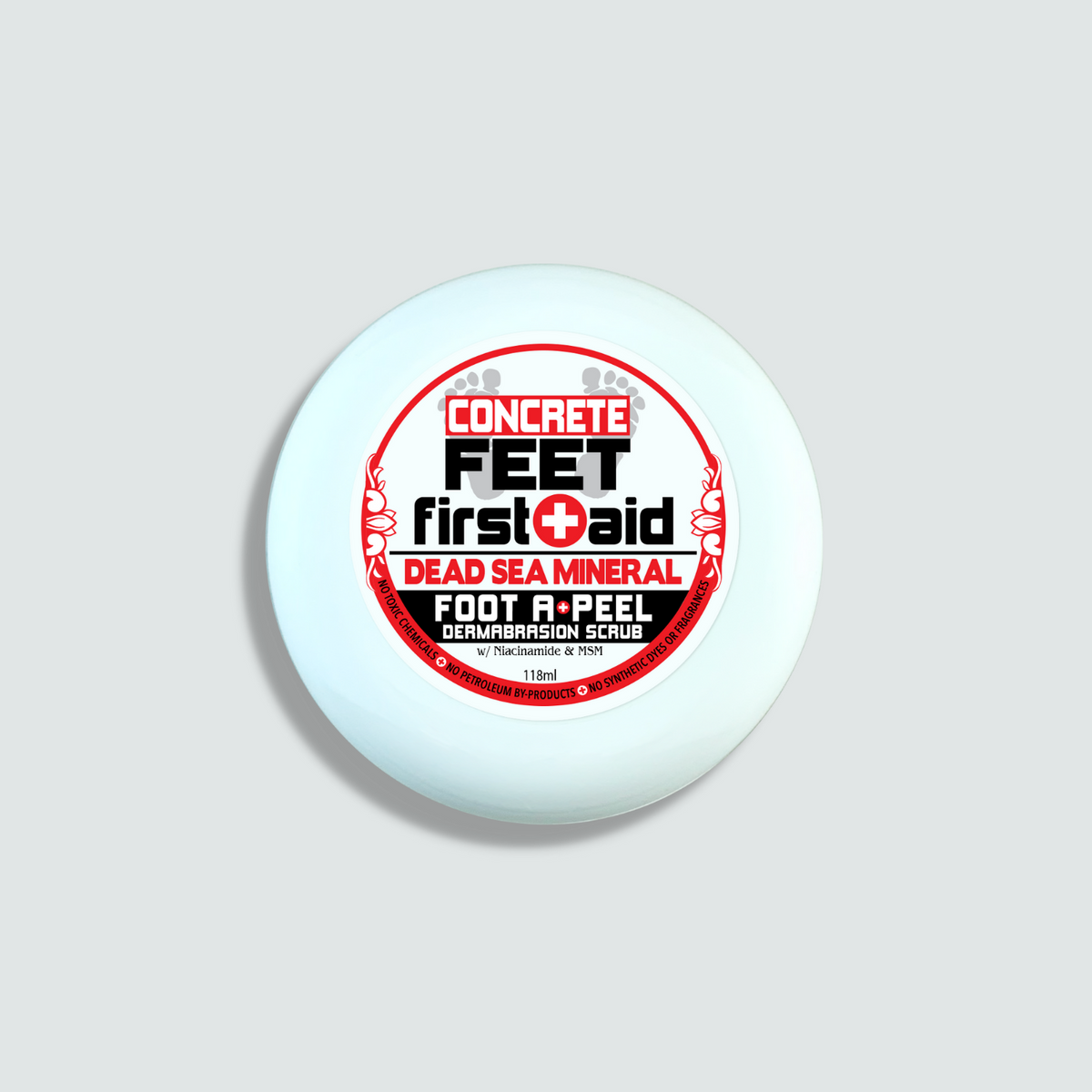 First aid scrub for dry, crusty, cracked heels