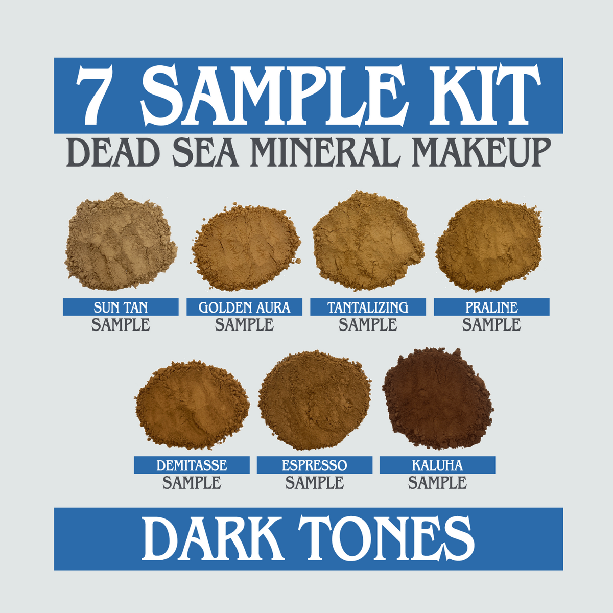 7 SAMPLE KIT DARK TONES DEAD SEA MINERAL MAKEUP