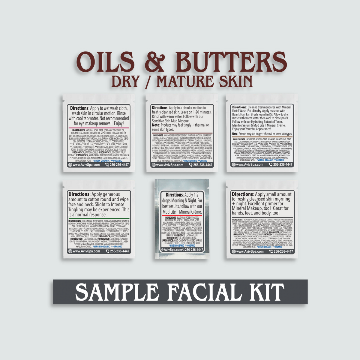 Sample Facial Kit (OILS & BUTTERS) Dry/Mature Skin & Sensitive Skin