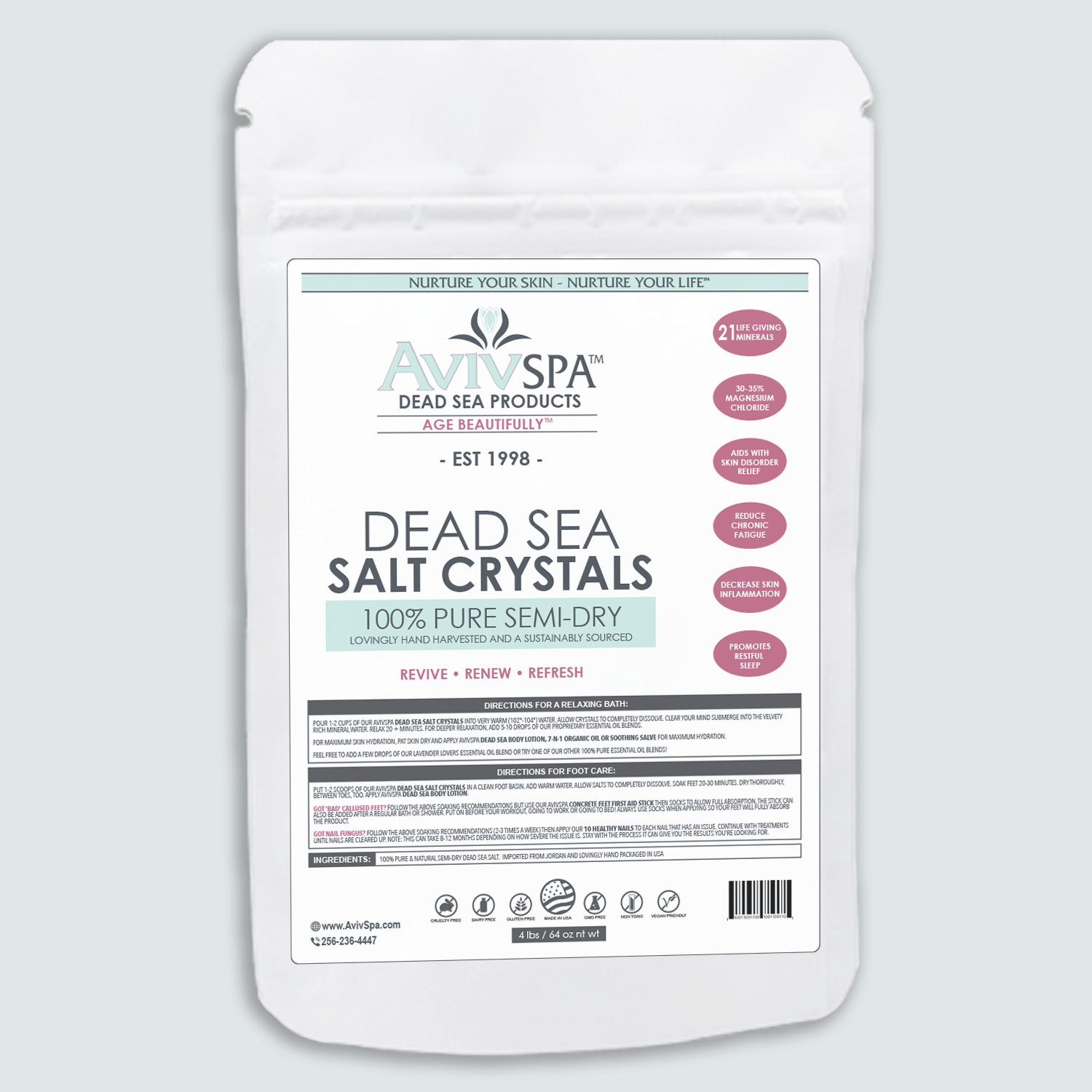 Semi-Dry Dead Sea Salt Crystals 100% Pure & Natural