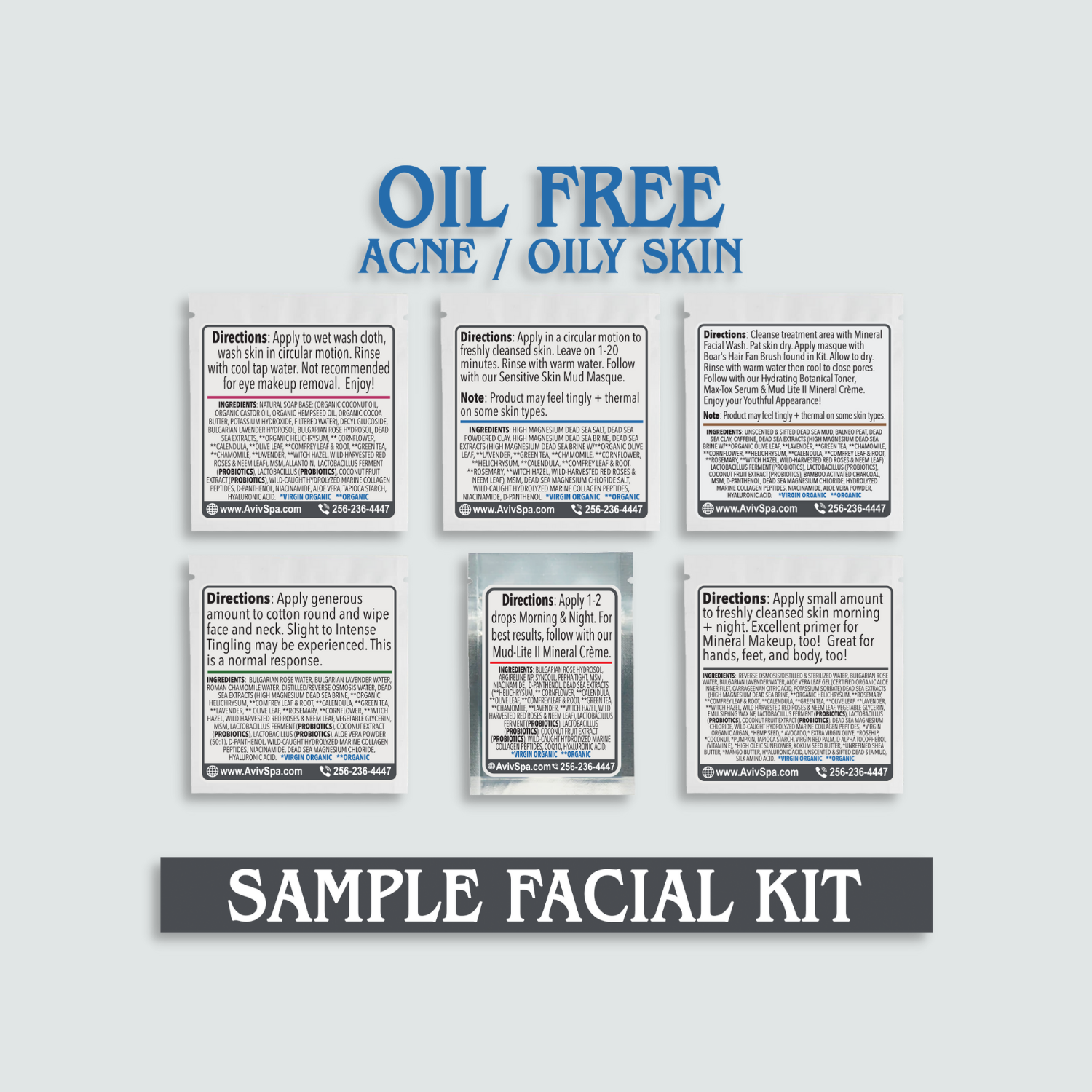 Sample Facial Kit (OIL FREE) Acne/Oily Skin & Sensitive Skin
